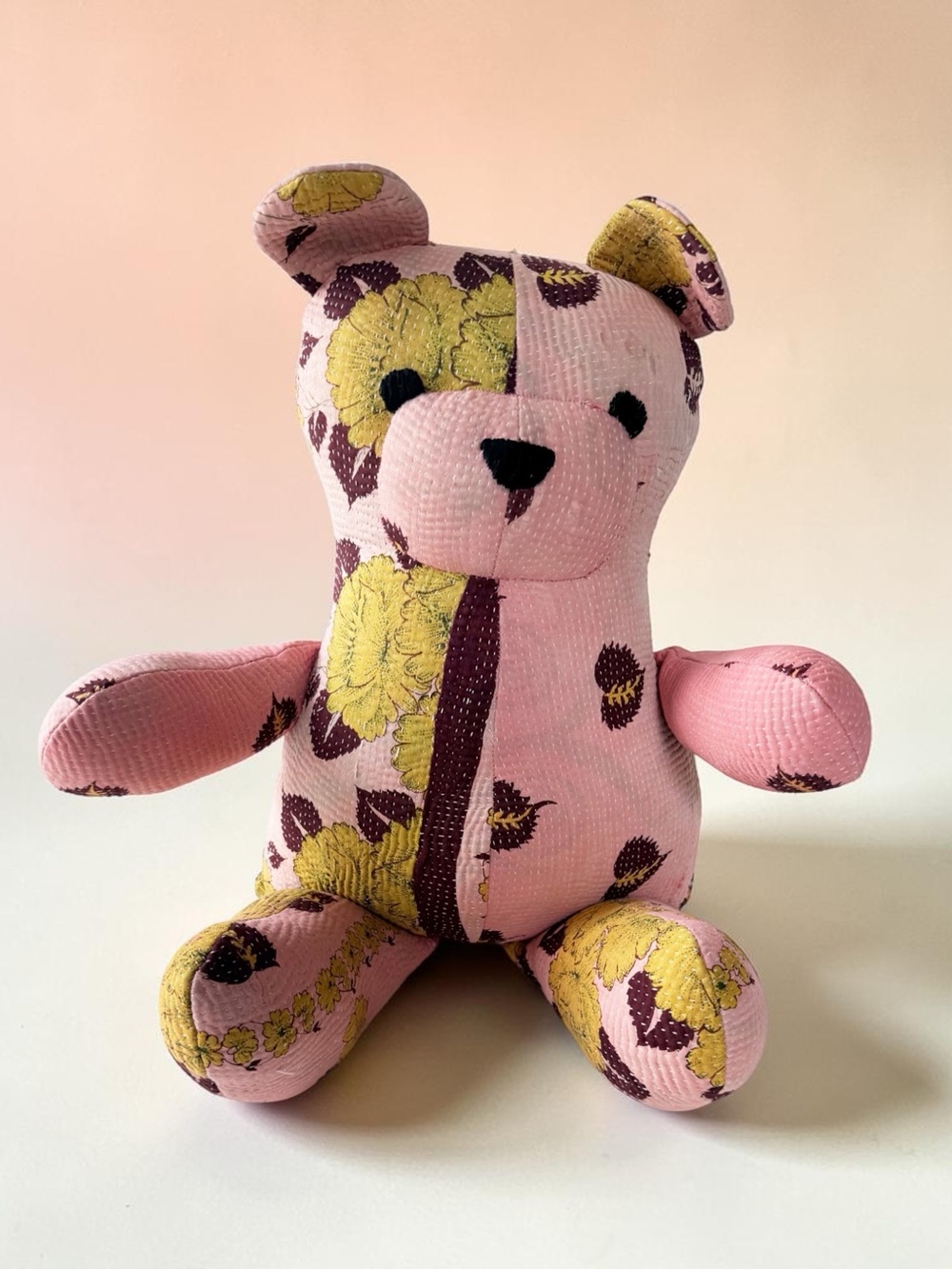 Free People Vintage Kantha Quilt Bear in Pink/Gold | NWT